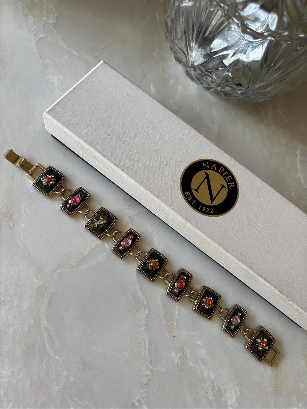Napier Gold-Tone Bracelet with Pink, Green & Red Accents
